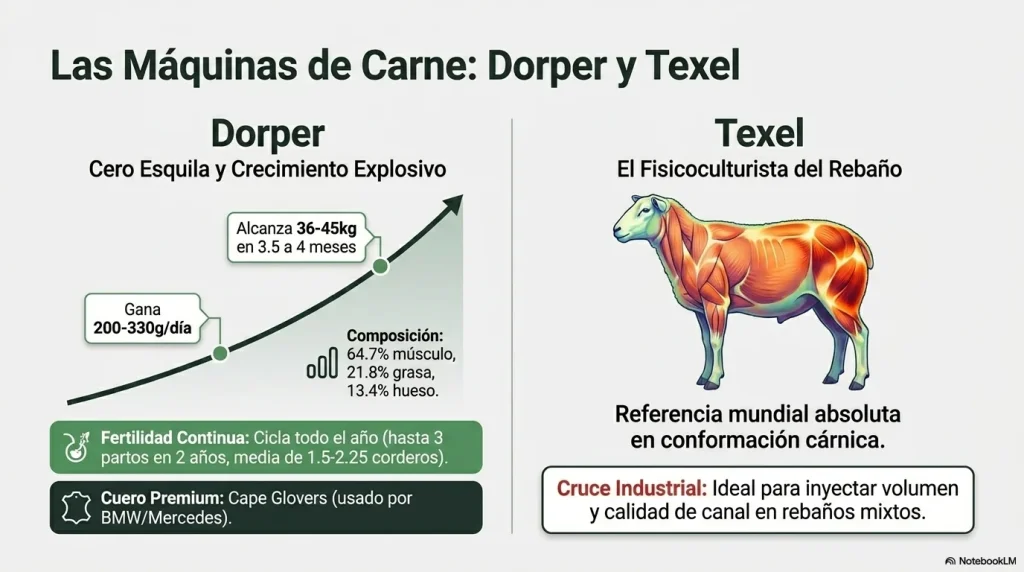 la maquinas de carne texel y dorper
