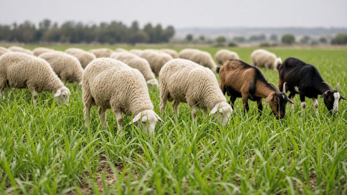 Ovejas y cabras pastoreando un verdeo tierno, riesgo de intoxicación por nitratos y nitritos