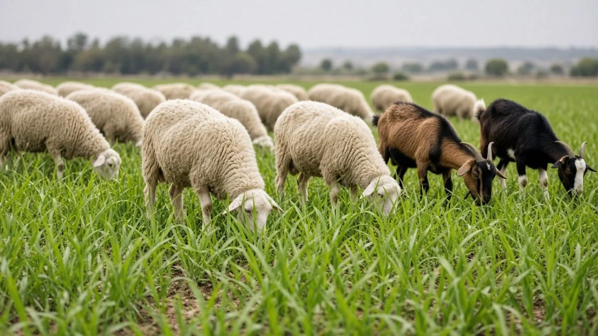 Ovejas y cabras pastoreando un verdeo tierno, riesgo de intoxicación por nitratos y nitritos